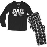 Vintage Never Forget Pluto Nerdy Astronomy Space Science Men's Long Sleeve Pajama Set | Artistshot