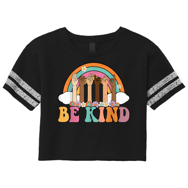 Hippie Unity Day Teacher Be Kind Rainbow Asl Sign Language T Shirt Scorecard Crop Tee by cm-arts | Artistshot