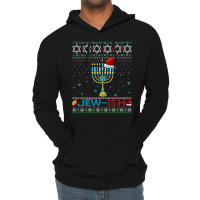 Jewish Jewish Pun Menorah Santa Hanukkah Christmas Ugly Lightweight Hoodie | Artistshot