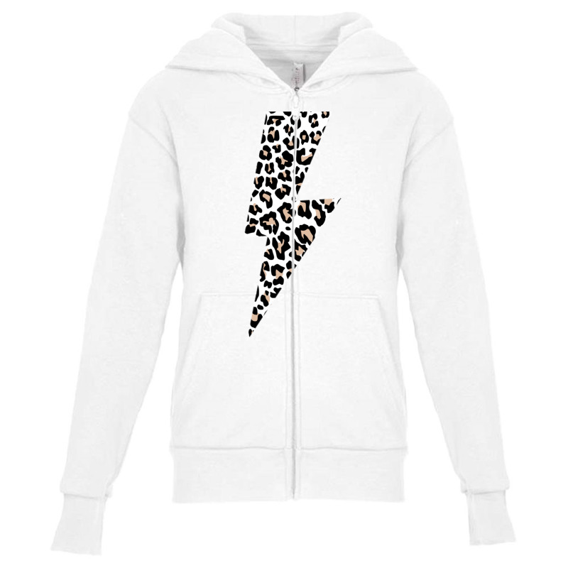 Leopard Lightning Bolt Cheetah Animal Print Sweatshirt Youth Zipper Hoodie by cm-arts | Artistshot