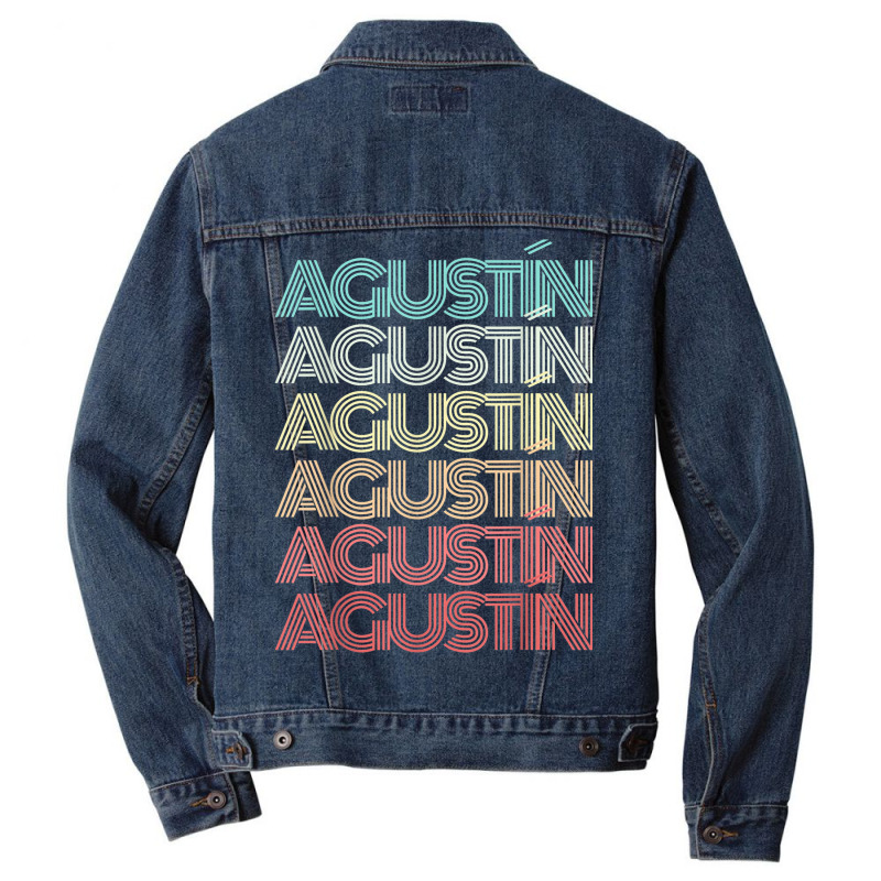 First Name AgustÍn Spanish Boy Retro Personalized Birthday Men Denim Jacket | Artistshot