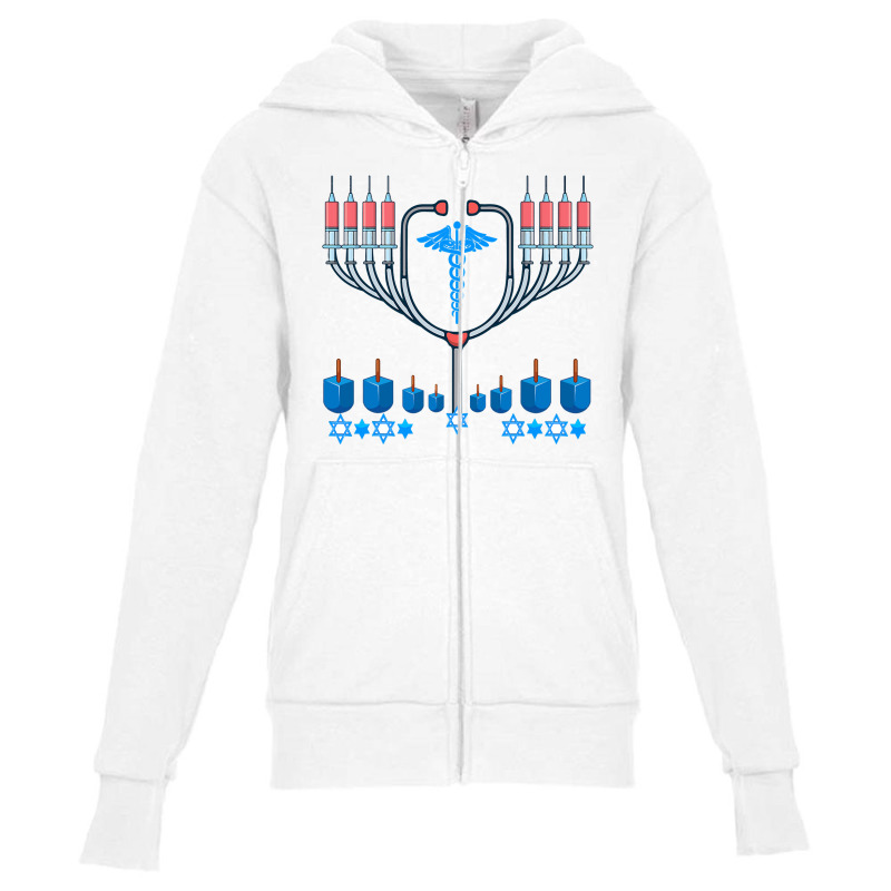 Jewish Hanukkah Chanukah Doctor Medical Menorah  Gifts Youth Zipper Hoodie | Artistshot