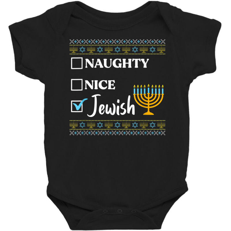 Hanukkah Naughty Nice Jewish Funny Ugly Christmas Baby Bodysuit | Artistshot