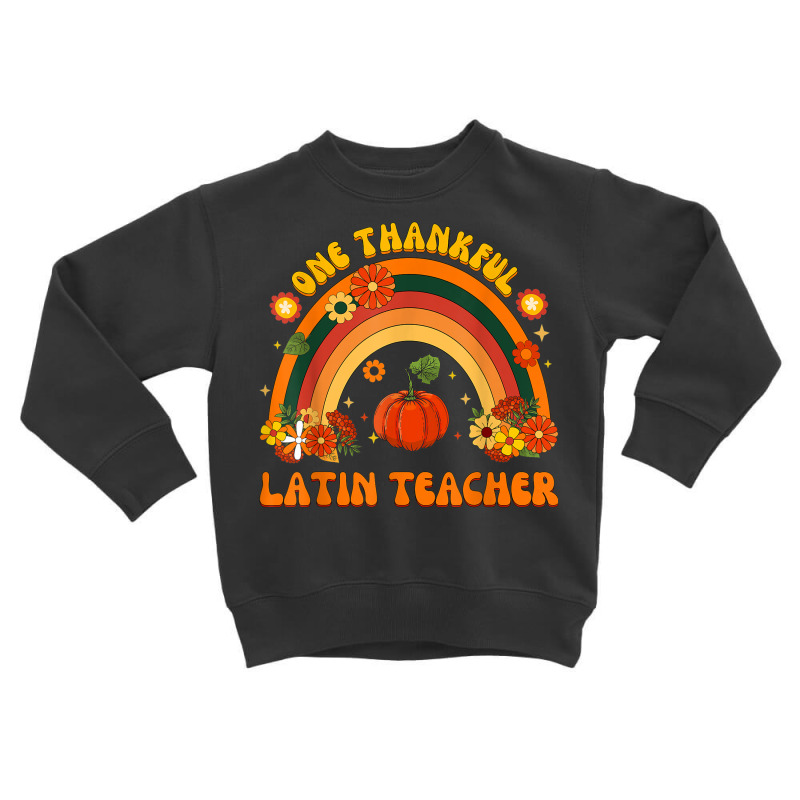 One Thankful Latin Teacher Rainbow Thanksgiving Mens Womens Toddler Sweatshirt by Fashzilla | Artistshot