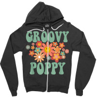 Retro Groovy Poppy Matching Family 1st Birthday Party Zipper Hoodie | Artistshot