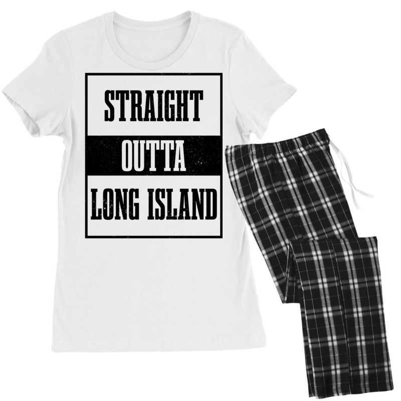 Straight Outta Long Island Ny New York Pride Long Island Pullover Hood Women's Pajamas Set by cm-arts | Artistshot