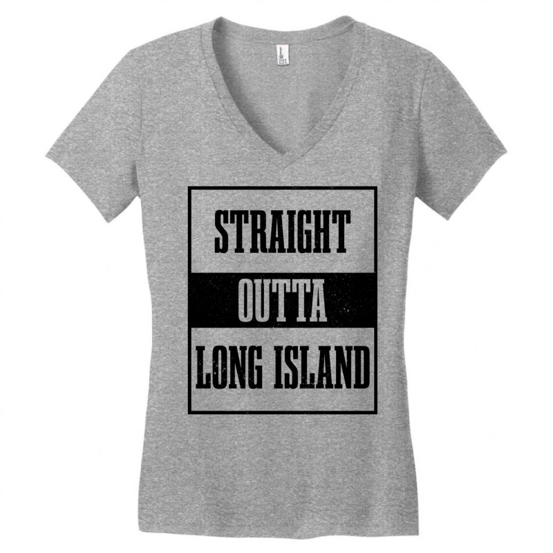 Straight Outta Long Island Ny New York Pride Long Island Pullover Hood Women's V-Neck T-Shirt by cm-arts | Artistshot