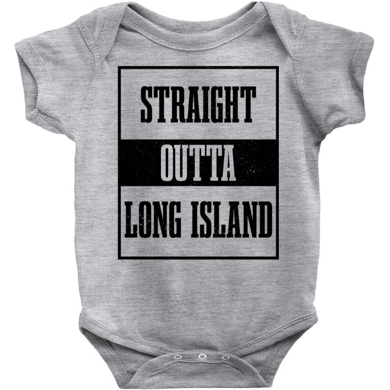 Straight Outta Long Island Ny New York Pride Long Island Pullover Hood Baby Bodysuit by cm-arts | Artistshot