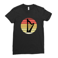 Harp Music Instrument Vintage Sunset Ladies Fitted T-shirt | Artistshot