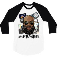 Bald Black Man Supervisor Life 3/4 Sleeve Shirt | Artistshot