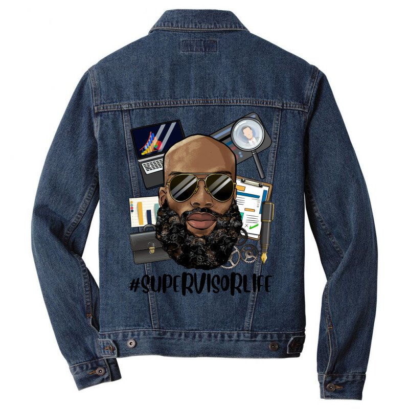 Bald Black Man Supervisor Life Men Denim Jacket | Artistshot