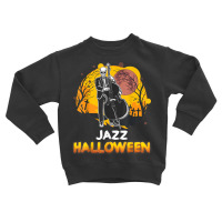 Jazz Halloween Musician Skeleton Contrabass Cello Pumpkin Toddler Sweatshirt | Artistshot