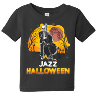 Jazz Halloween Musician Skeleton Contrabass Cello Pumpkin Baby Tee | Artistshot