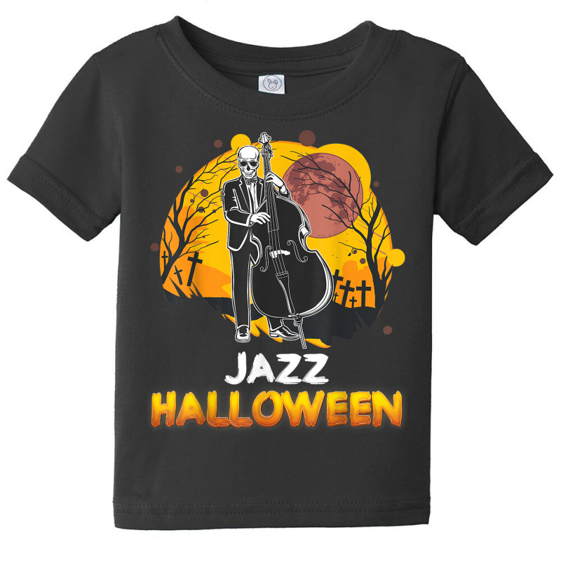 Jazz Halloween Musician Skeleton Contrabass Cello Pumpkin Baby Tee by Sombre | Artistshot