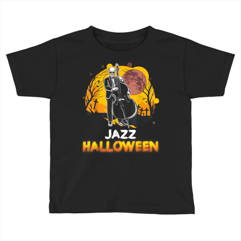 Jazz Halloween Musician Skeleton Contrabass Cello Pumpkin Toddler T-shirt by Sombre | Artistshot