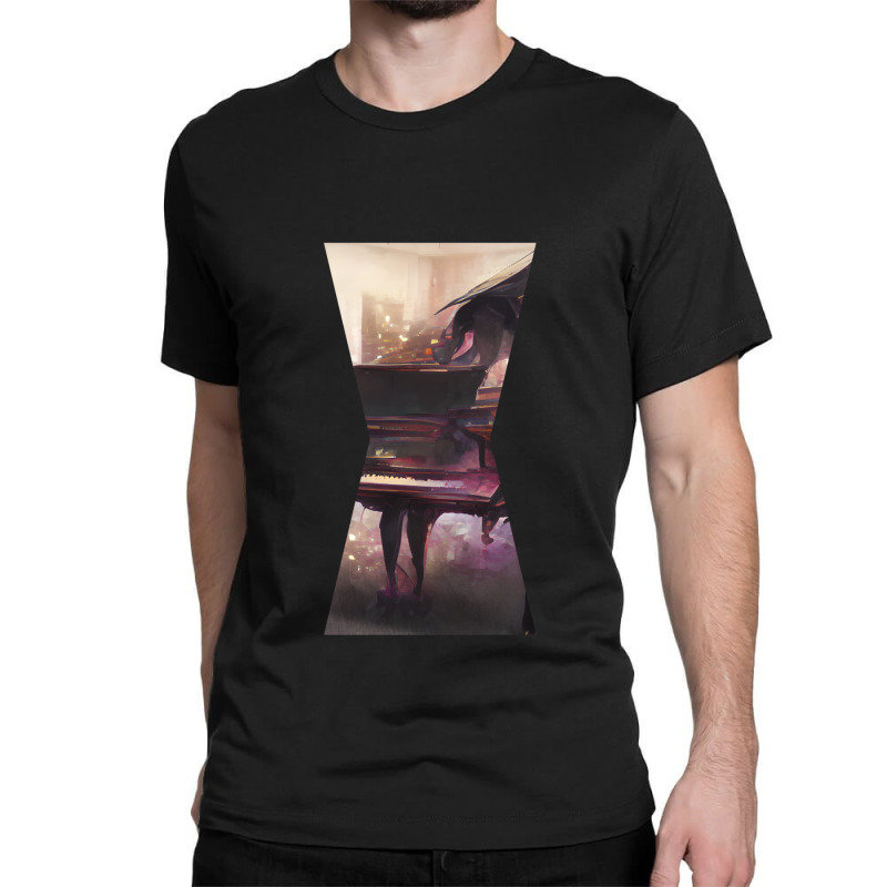 Beautiful Piano Instrument Art Abstract Futuristic Digital Graphic 1 Classic T-shirt by ThomasMNykamp | Artistshot