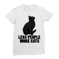 Less People More Black Cat Funny Pet Lover Men Dark Cat T Shirt Ladies Fitted T-shirt | Artistshot