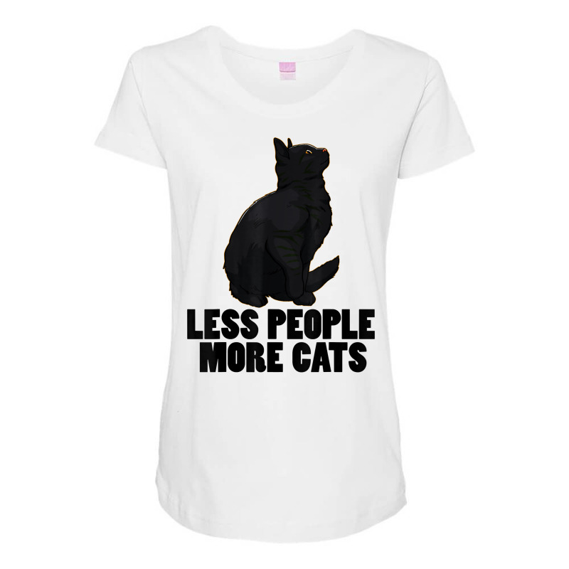 Less People More Black Cat Funny Pet Lover Men Dark Cat T Shirt Maternity Scoop Neck T-shirt by cm-arts | Artistshot