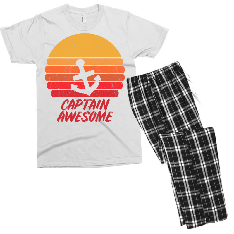 Captain Awesome Gift I Anchor Sailing Sailor Sail T Shirt Men's T-shirt Pajama Set | Artistshot