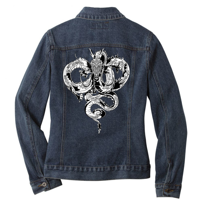 Dragon  Chinese Divine Dragon  Anime Dragon Heart Shape Tank Top Ladies Denim Jacket by cm-arts | Artistshot