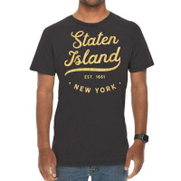 Classic Retro Vintage Staten Island Woodgrain Nyc Usa Casual Long Slee Vintage T-shirt | Artistshot