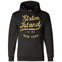 Classic Retro Vintage Staten Island Woodgrain Nyc Usa Casual Long Slee Champion Hoodie | Artistshot