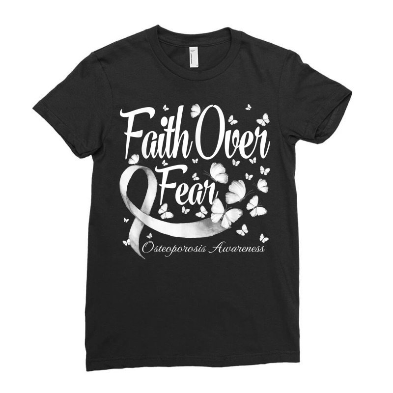 Faith Over Fear Osteogenesis Awareness Butterfly T Shirt Ladies Fitted T-Shirt by cm-arts | Artistshot