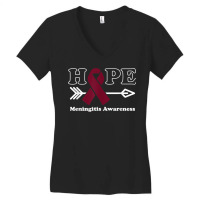 Hope   Meningitis Awareness Burgundy Ribbon Women's V-neck T-shirt | Artistshot