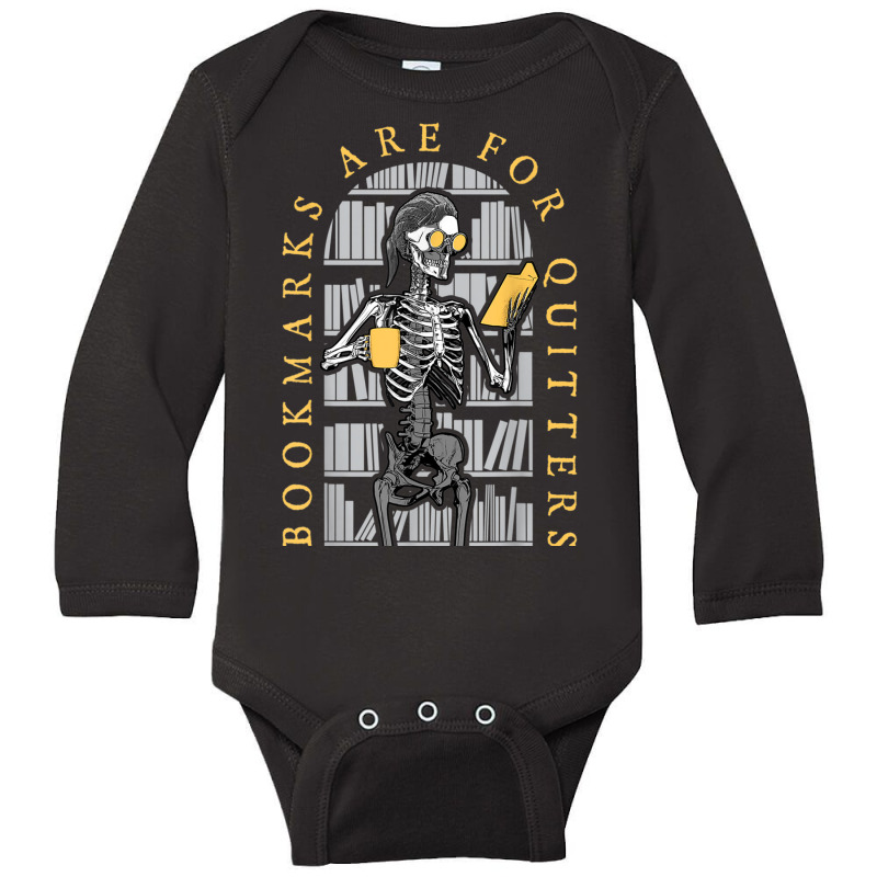 Bookmarks Are For Quitters Librarian Halloween Skeleton Long Sleeve Baby Bodysuit by Sombre | Artistshot