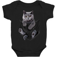 British Grey Cat In Pocket Cats Baby Bodysuit | Artistshot