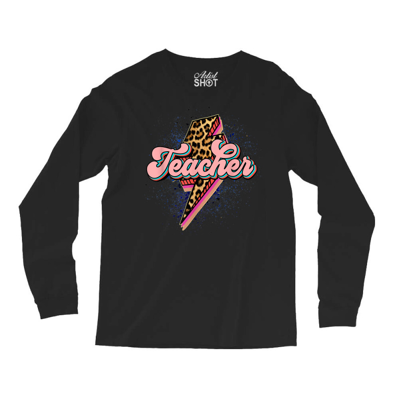 Back To School Teacher Leopard Lightning Bolt Motivational Long Sleeve Shirts by Posh | Artistshot