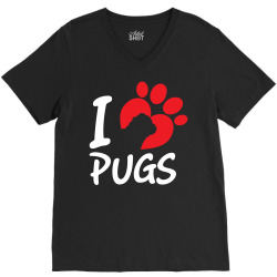 I Love Pugs V-Neck Tee | Artistshot