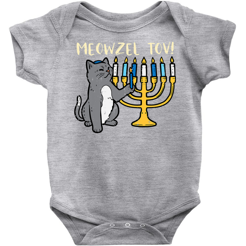 Meowzel Tov Jewish Cat Funny Hanukkah Chanukah Pjs Women Baby Bodysuit | Artistshot