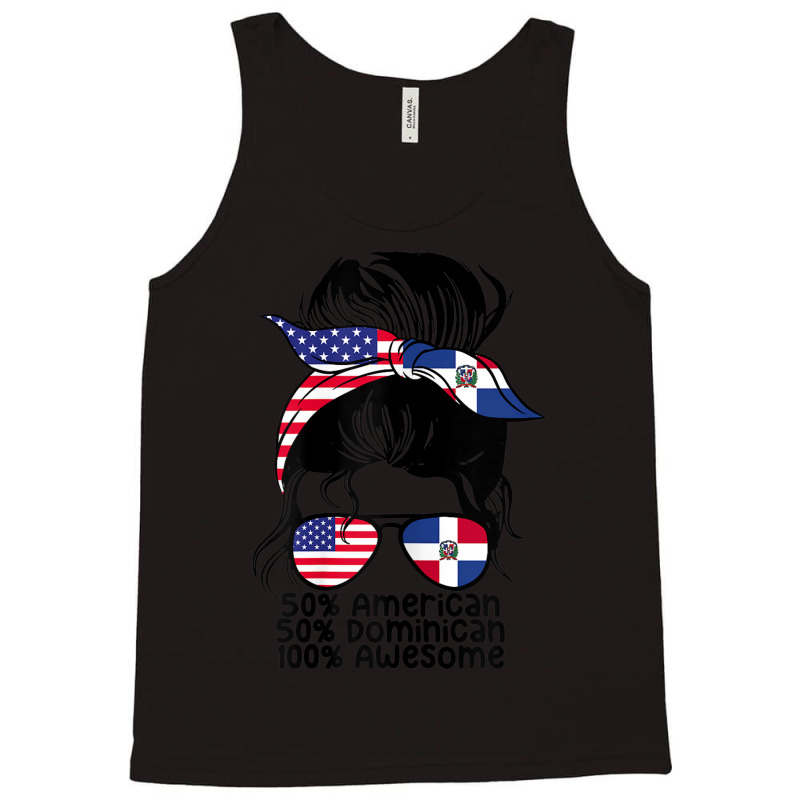 Womens Half American And Half Dominican Messy Bun Dominicana Tank Top by Orchid | Artistshot