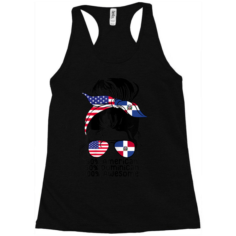 Womens Half American And Half Dominican Messy Bun Dominicana Racerback Tank by Orchid | Artistshot