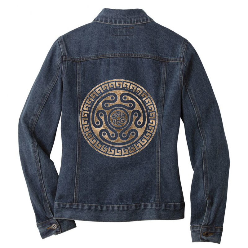 Hecate Wheel Black And Gold Ladies Denim Jacket by MandyMOerke | Artistshot