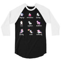 Speech Language Pathologist Gift T  Shirt Cute Unicorns Speech Languag 3/4 Sleeve Shirt | Artistshot