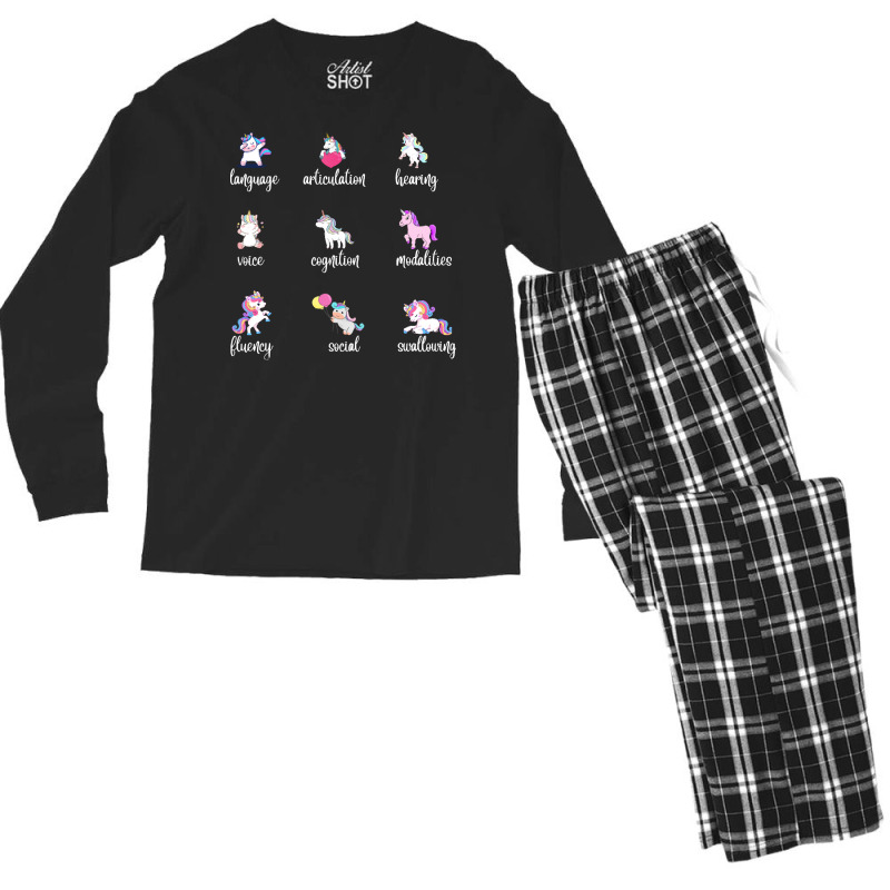 Speech Language Pathologist Gift T  Shirt Cute Unicorns Speech Languag Men's Long Sleeve Pajama Set by occupypolish | Artistshot