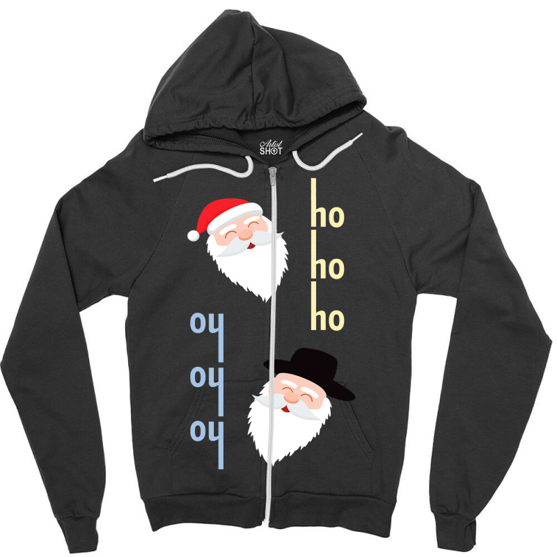 Oy Oy Oy Jewish Santa Funny Hanukkah Pajamas Top Gifts Zipper Hoodie | Artistshot