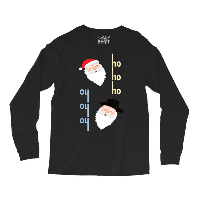 Oy Oy Oy Jewish Santa Funny Hanukkah Pajamas Top Gifts Long Sleeve Shirts | Artistshot