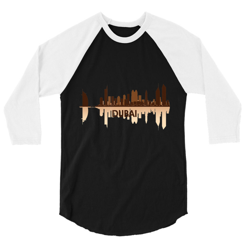 Dubai, Uae City Skyline United Arab Emirates Pride 3/4 Sleeve Shirt by Whitfield Wolff | Artistshot