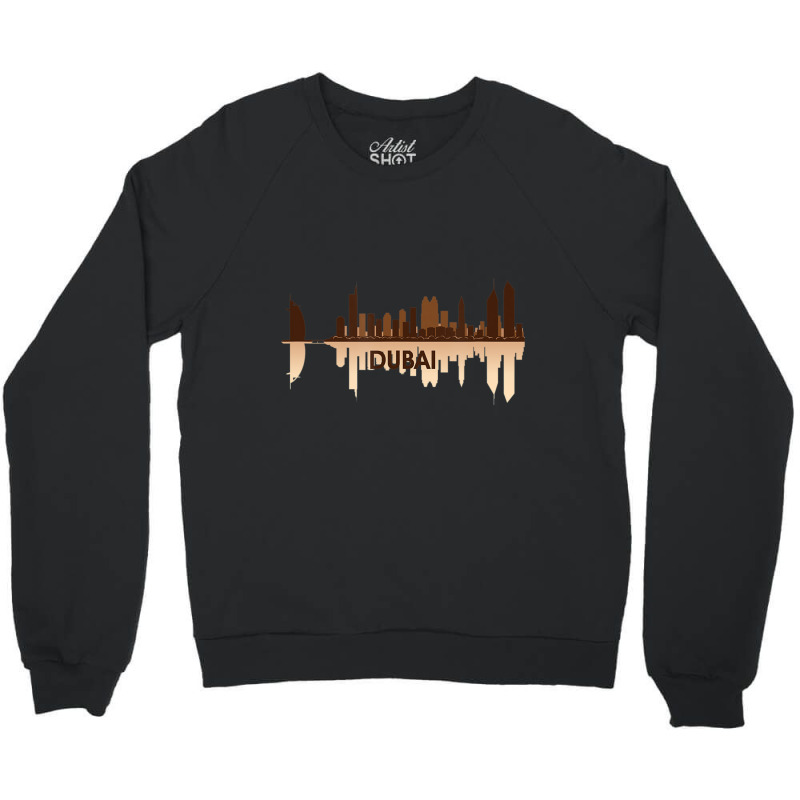 Dubai, Uae City Skyline United Arab Emirates Pride Crewneck Sweatshirt by Whitfield Wolff | Artistshot