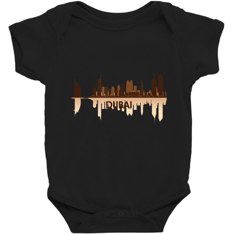 Dubai, Uae City Skyline United Arab Emirates Pride Baby Bodysuit by Whitfield Wolff | Artistshot