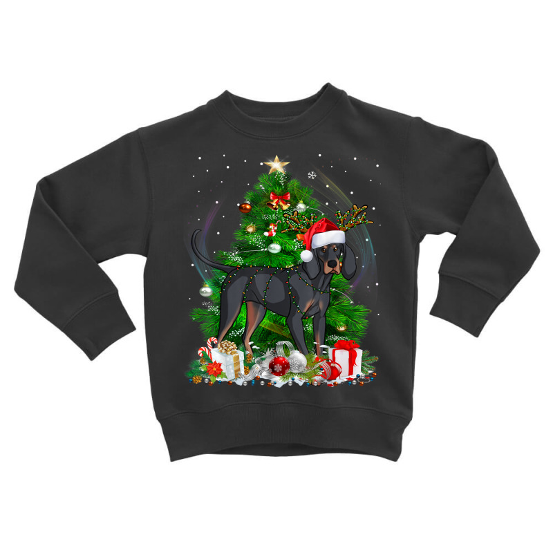 Black And Tan Coonhound Christmas Tree Light Pajama Dog Xmas Toddler Sweatshirt by Orchid | Artistshot