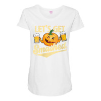 Womens Lets Get Smashed Funny Pumpkin Beer Halloween V Neck T Shirt Maternity Scoop Neck T-shirt | Artistshot