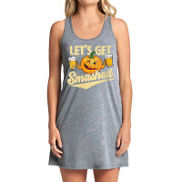 Womens Lets Get Smashed Funny Pumpkin Beer Halloween V Neck T Shirt Tank Dress | Artistshot