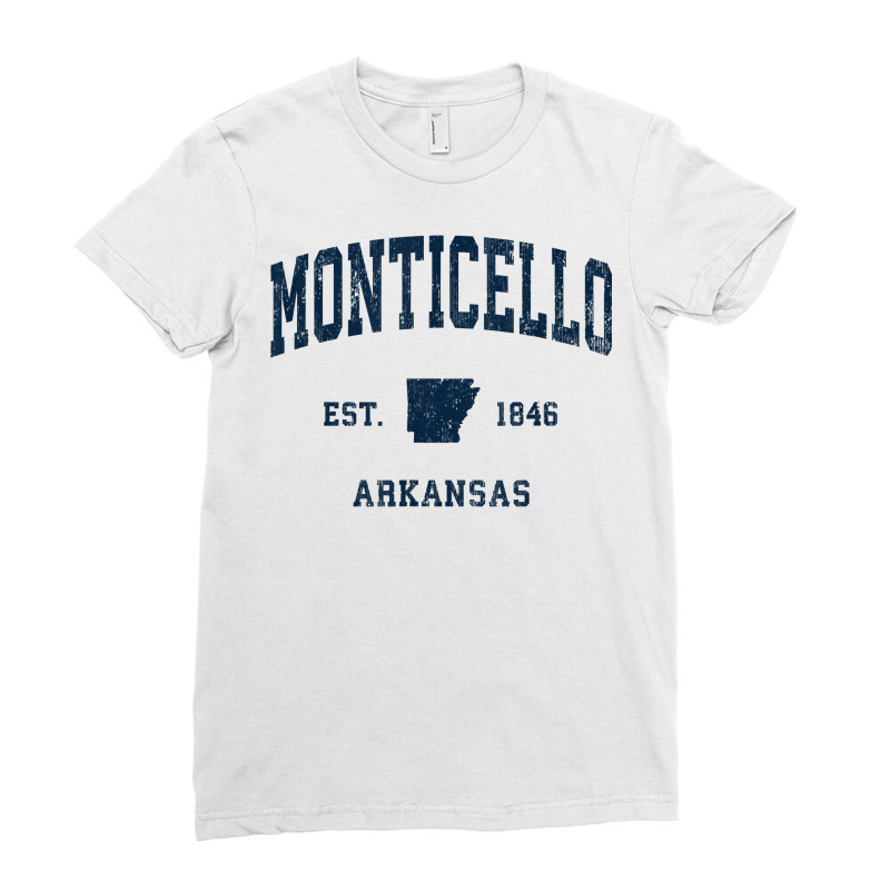 Monticello Arkansas Ar Vintage Athletic Navy Sports Design T Shirt Ladies Fitted T-Shirt by cm-arts | Artistshot