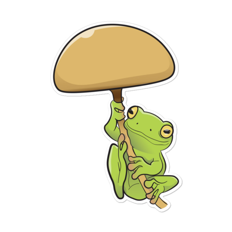 American Green Tree Frog And Fungus Sticker | Artistshot