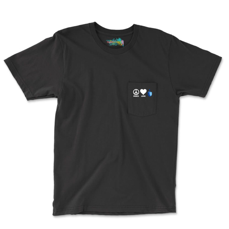 Peace Love Dreidel Hanukkah Jewish Holiday Chanukah Pocket T-shirt | Artistshot