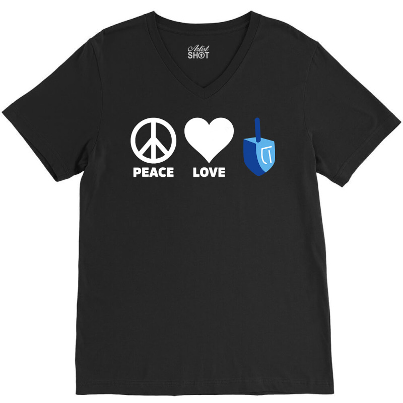 Peace Love Dreidel Hanukkah Jewish Holiday Chanukah V-neck Tee | Artistshot